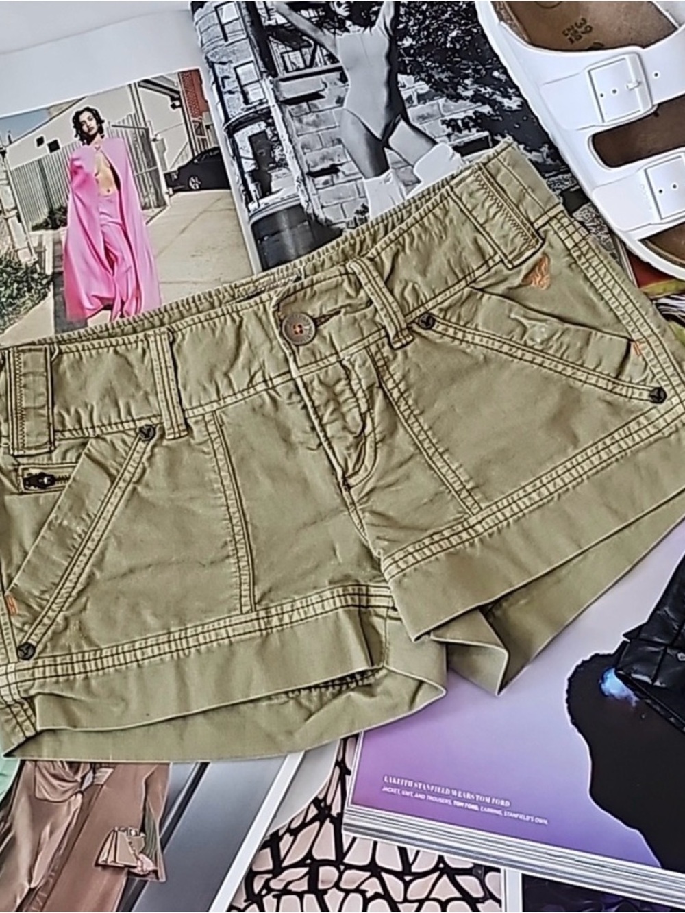 American Eagle Outfitters Olive Green Ruffle Hem Utility Skort